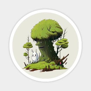 Woodsy Tree Man and Mini Ghost in the forest Magnet